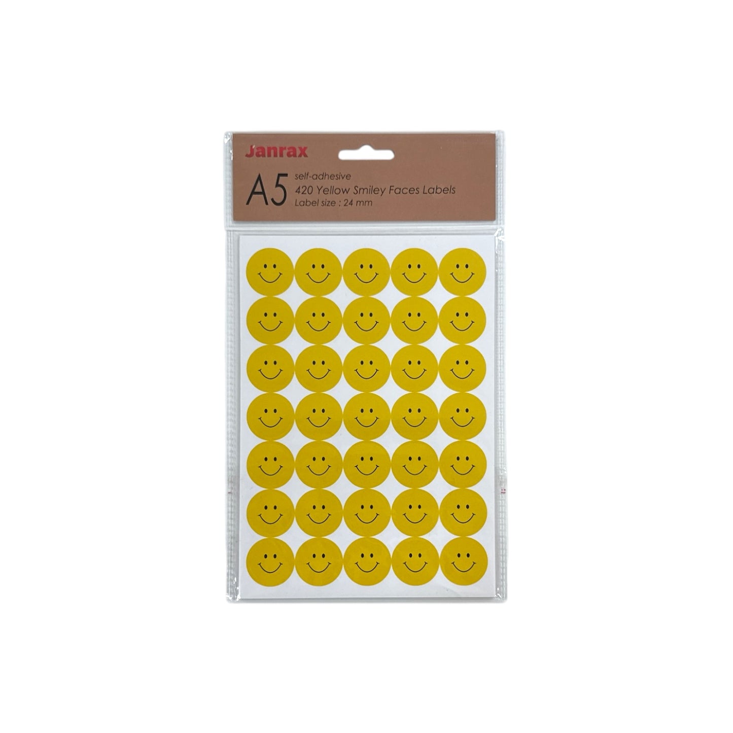Pack of 420 Yellow Smile Faces 24mm Self-Adhesive Labels