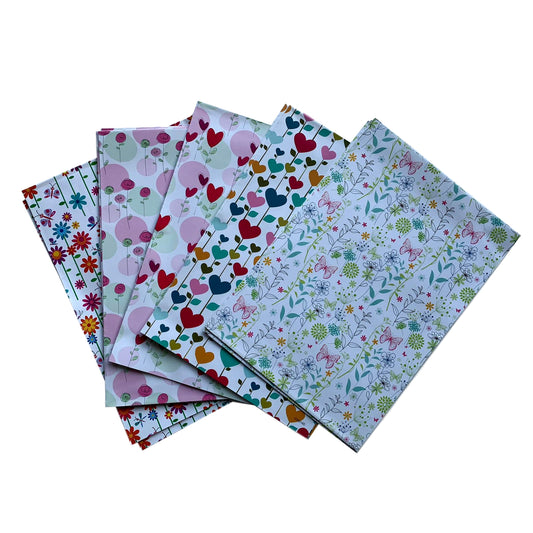 10 Sheets of Designer Floral Design Gift Wrap and 6 Gift Tags