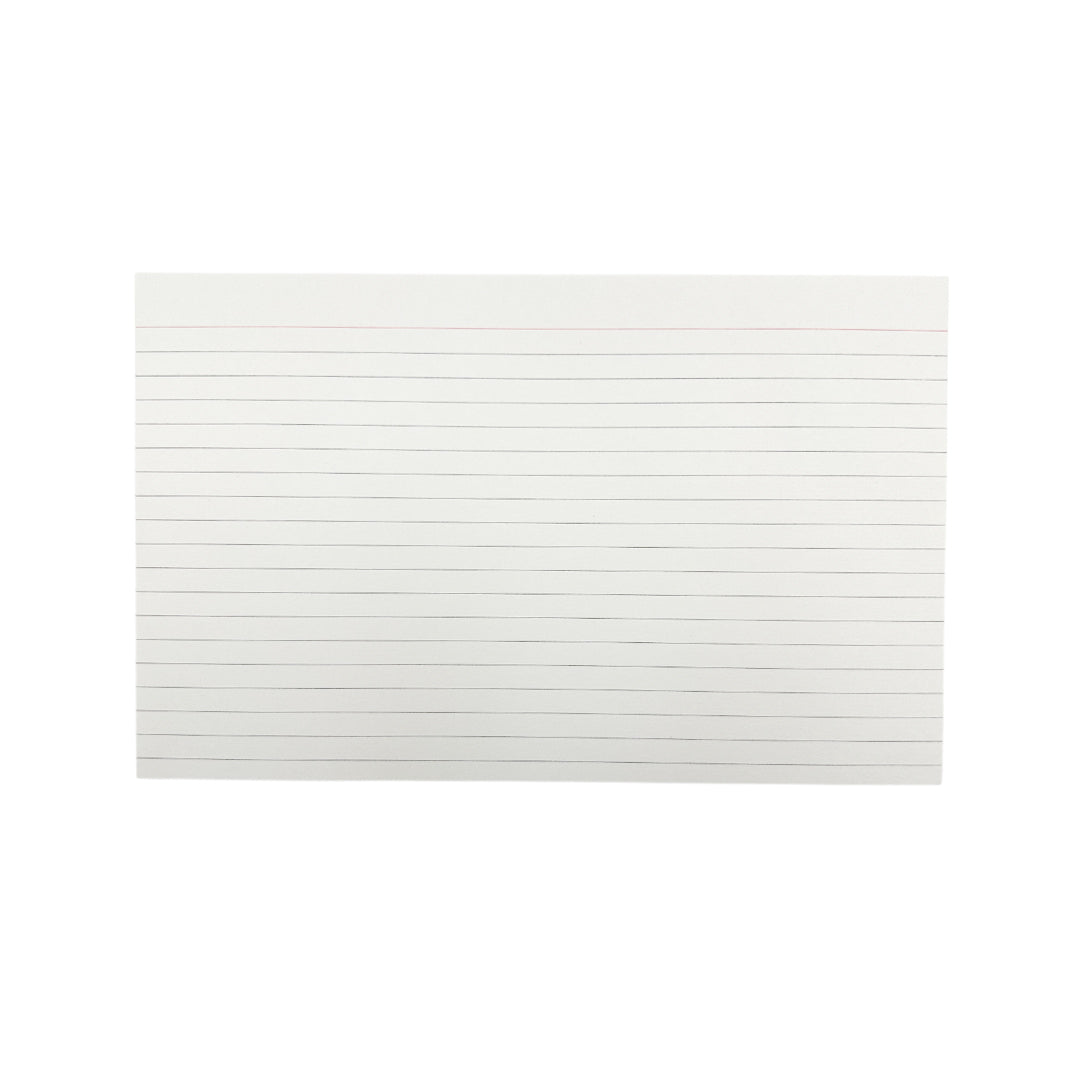 Pack of 100 White Ruled 8x5" Record Cards – Lined Study Index Cards for Notes, Revision