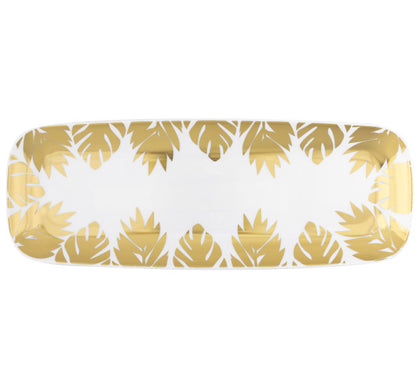 Gold Tropical Leaves Plastic Serving Tray
