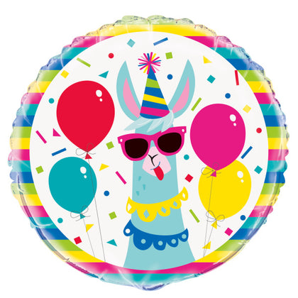Llama Birthday Round Foil Balloon 18