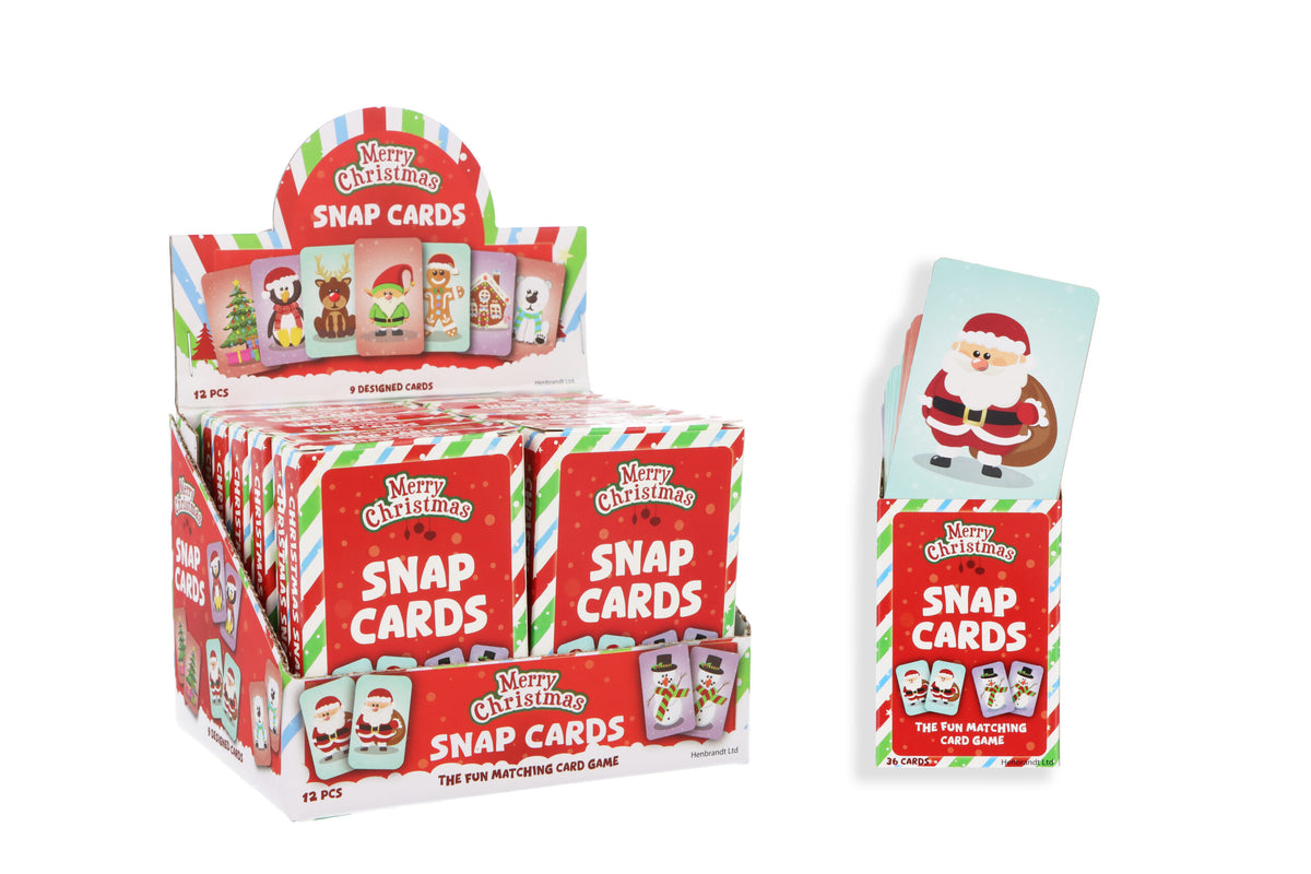 Pack of 12 Christmas Snap Card Games (9cm x 6cm) - Memory Pair Game Xmas Stocking Filler Eve Box