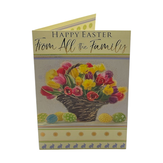 From All The Family Bucket of Flowers And Eggs Design Easter Card