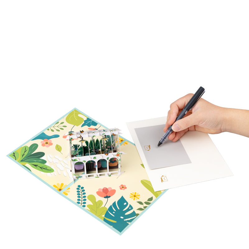 Blooming Haven Botanical 3D Greenhouse 3D Pop Up Greeting Card
