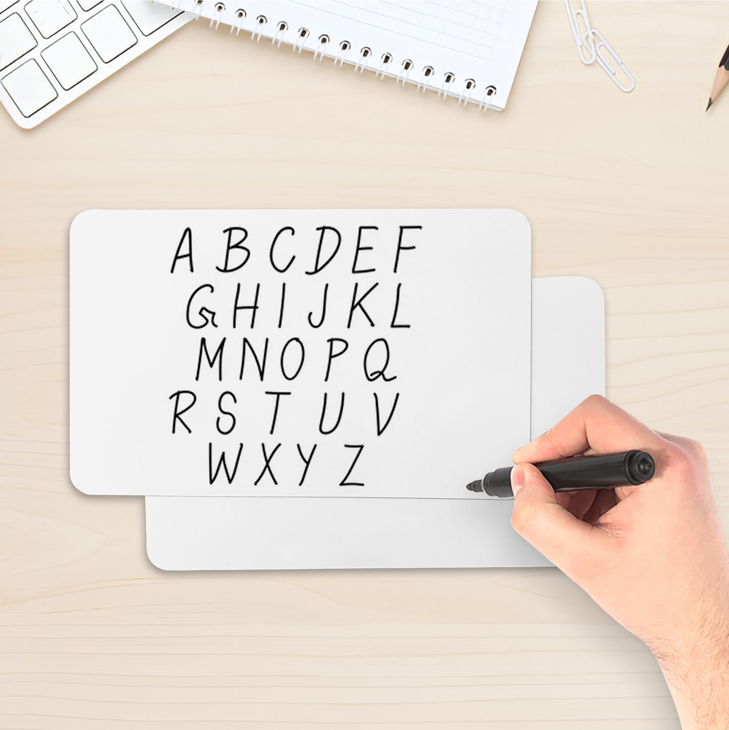 Pack of 12 5x3" Dry Wipe Whiteboards - Presentation Card Size