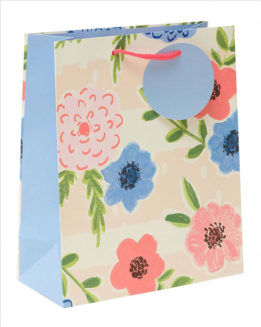 Pretty Artistic Floral Themed Medium Gift Bag With Tag 