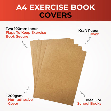 Pack of 50 A4 Kraft Paper Exercise Book Covers by Janrax