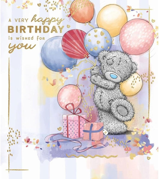 Bear Holding Balloons Birthday Card