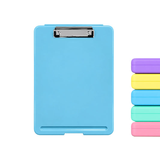 Pack of 10 A4 Pastel Coloured Plastic Clipboard Box Files - Storage Filing Case