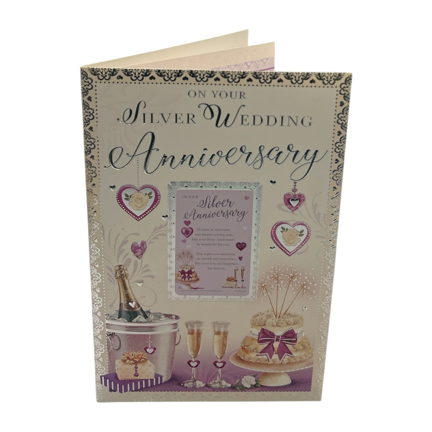 Silver Wedding Keepsake Treasures Traditional Design Anniversary Card
