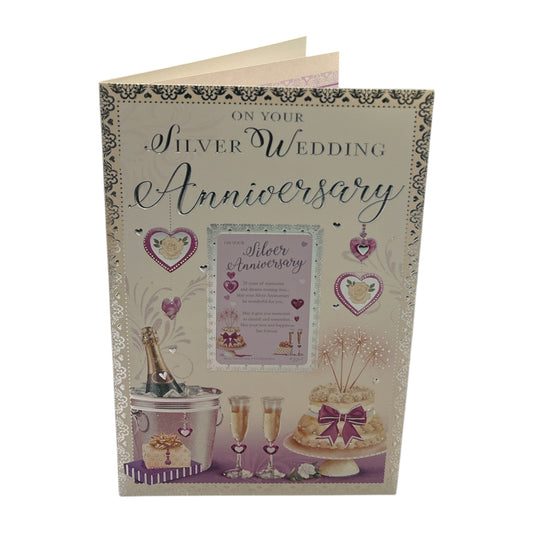 Silver Wedding Keepsake Treasures Traditional Design Anniversary Card