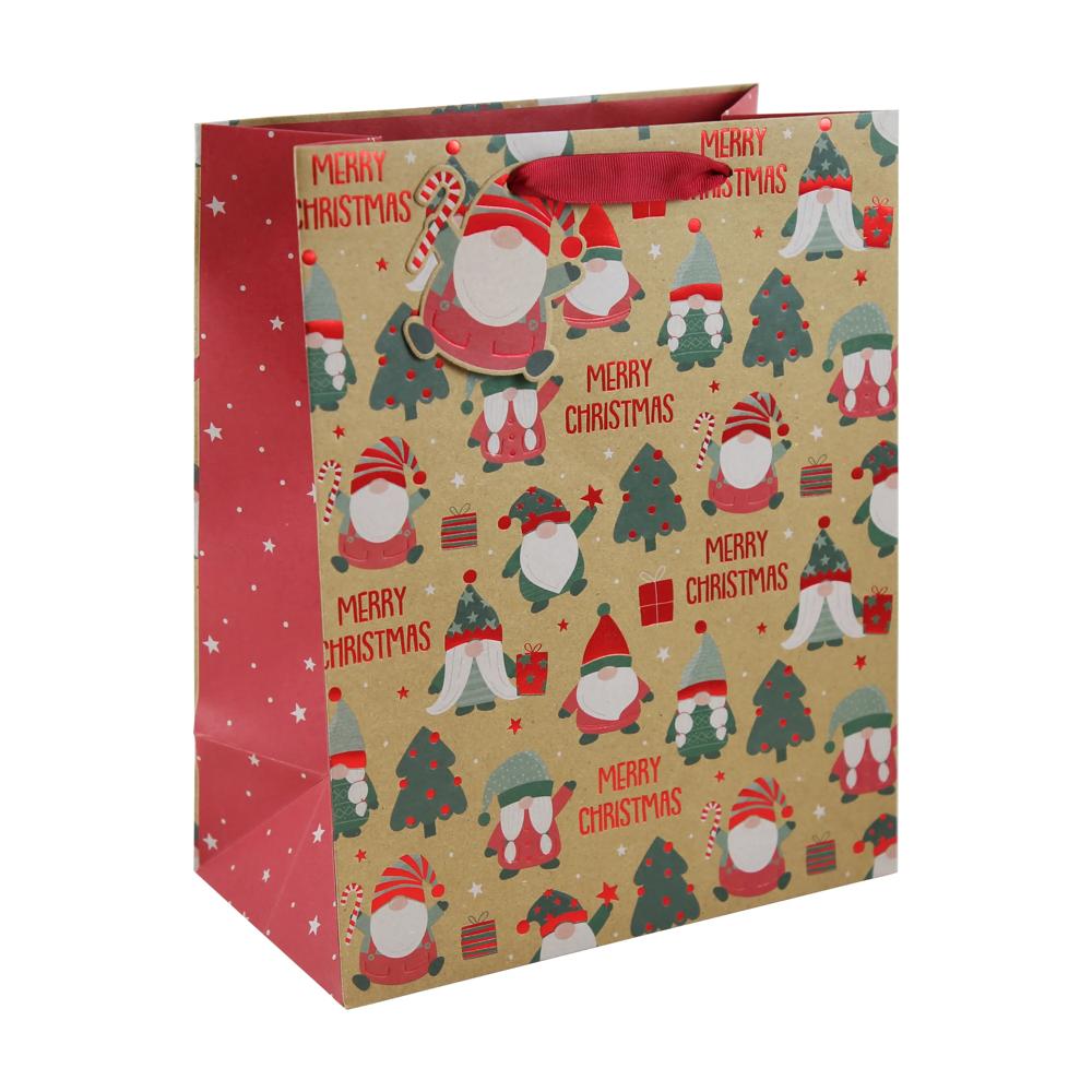 Christmas Gonks Large Kraft Gift Bag
