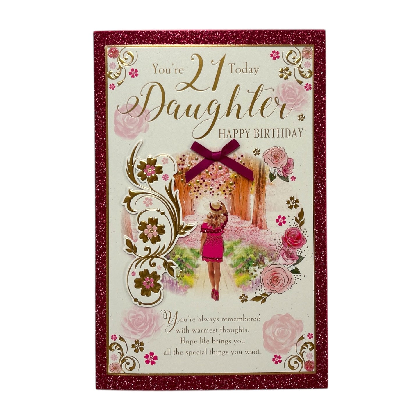 Daughter Age 21 Girl Walking Through A Park Birthday Card