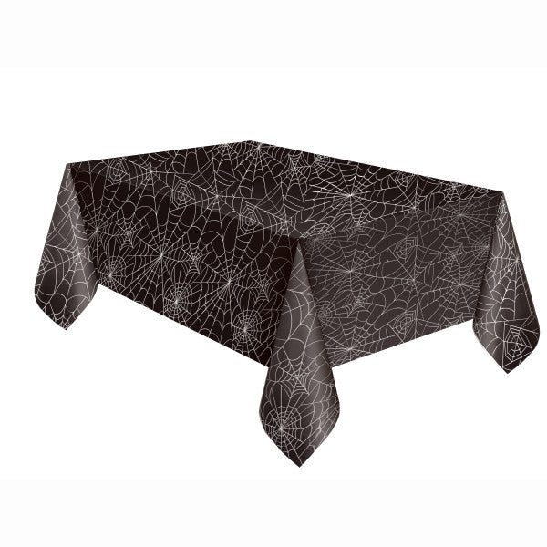 Spider Web Halloween Rectangular Plastic Table Cover, 54"x84"