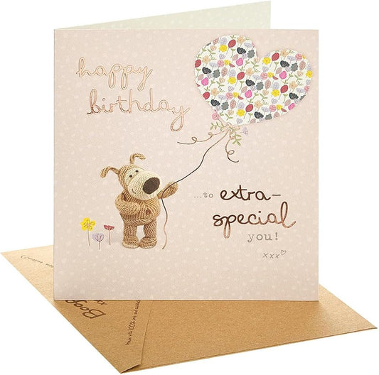 Boofle With Heart Balloon Birthday Card