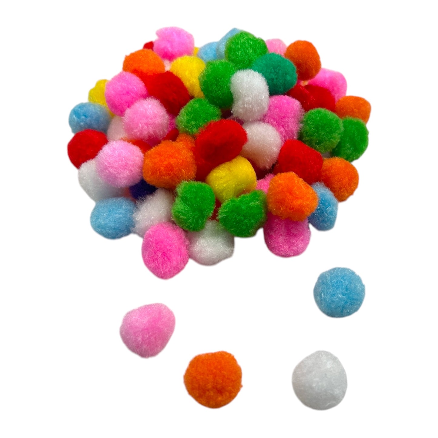 Bag of 70 Pieces 2cm Colorful Pom Pom Balls