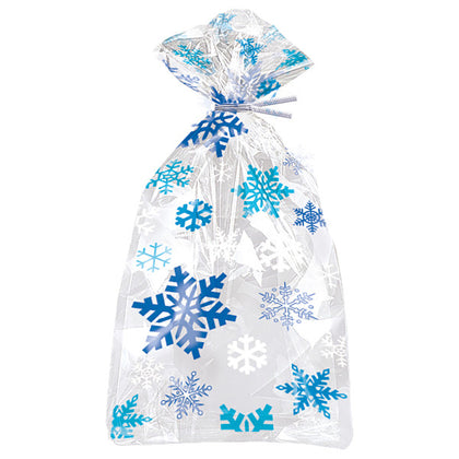 Pack of 20 Christmas Snowflakes Blue Cellophane Bags