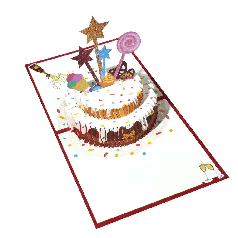 Red Cake and Sprinkles Design 3D Pop Up Birthday Card