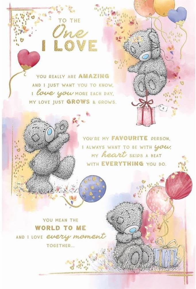Bear With Balloons And Gift One I Love Luxury Gold Foil Embellished Birthday Card