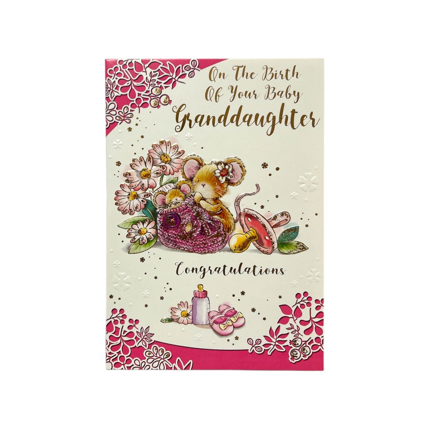 On Birth Of Your Granddaughter Pink Congratulations Card