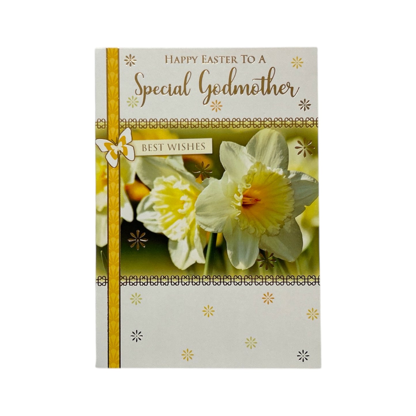 To A Special Godmother White Daffodil Flowers Design Easter Card