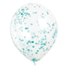 Pack of 6 Clear Latex Balloons with Caribbean Teal Confetti 12"