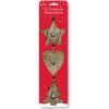 Pack of 3 Christmas Wooden Hanging Decorations
