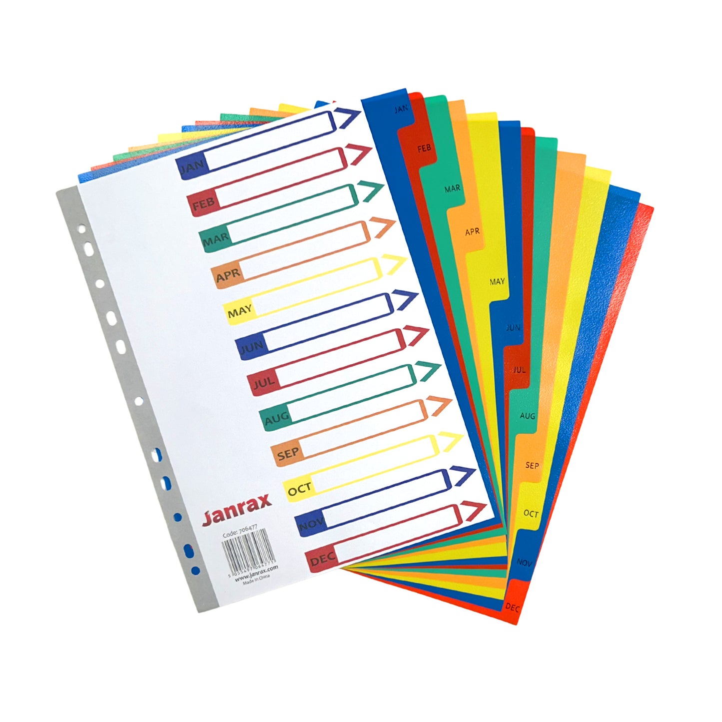A4 Jan - Dec Month Polypropylene Dividers with Reinforced Index Cover