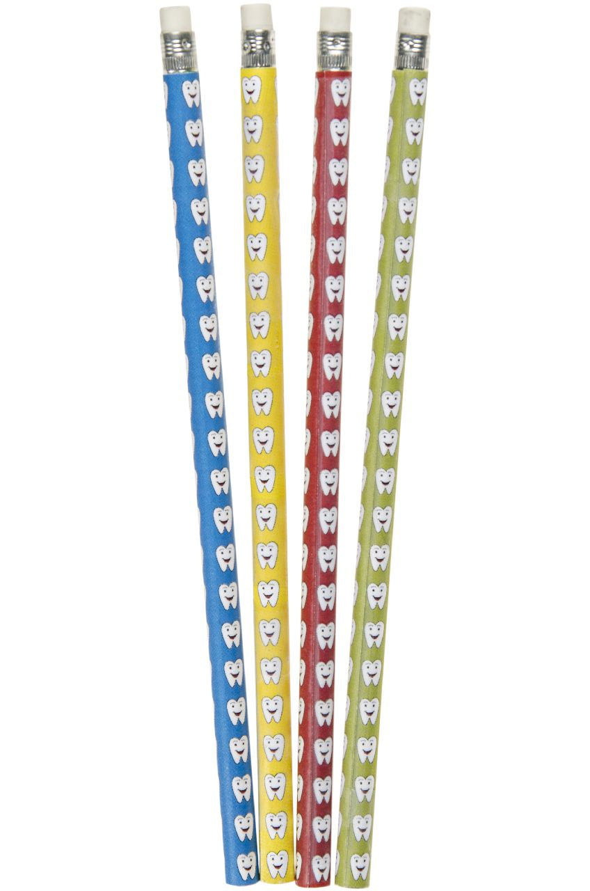 Pack of 12 Tooth Design Pencils with Eraser