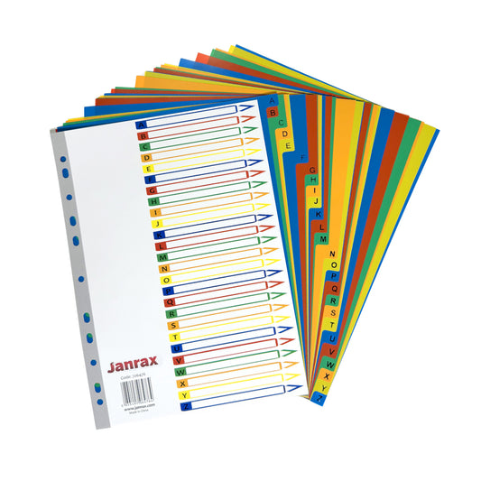 A4 A-Z 26 Part Polypropylene Dividers with Reinforced Index Cover