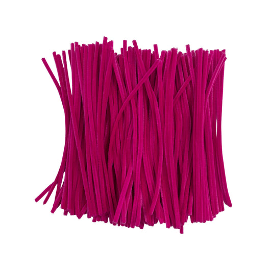 Pack of 250 Hot Pink Coloured Pipe Cleaners 30cm x 6mm Craft Chenille Stems