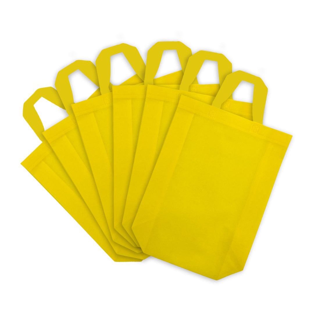 Pack of 100 Yellow Coloured 25x35x10cm Non-Woven Bags with Handle