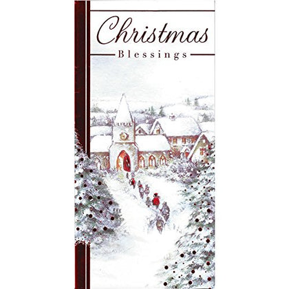 20 x Scenic Village With Red Sparkles Christmas Cards