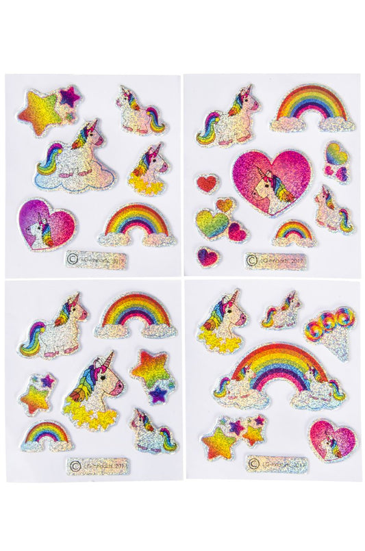 Pack of 12 Shiny Unicorn Design Stickers