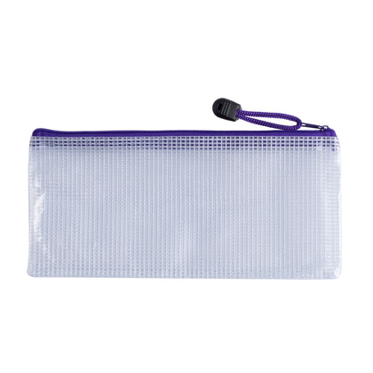 Pack of 12 DL Purple PVC Mesh Zip Bags