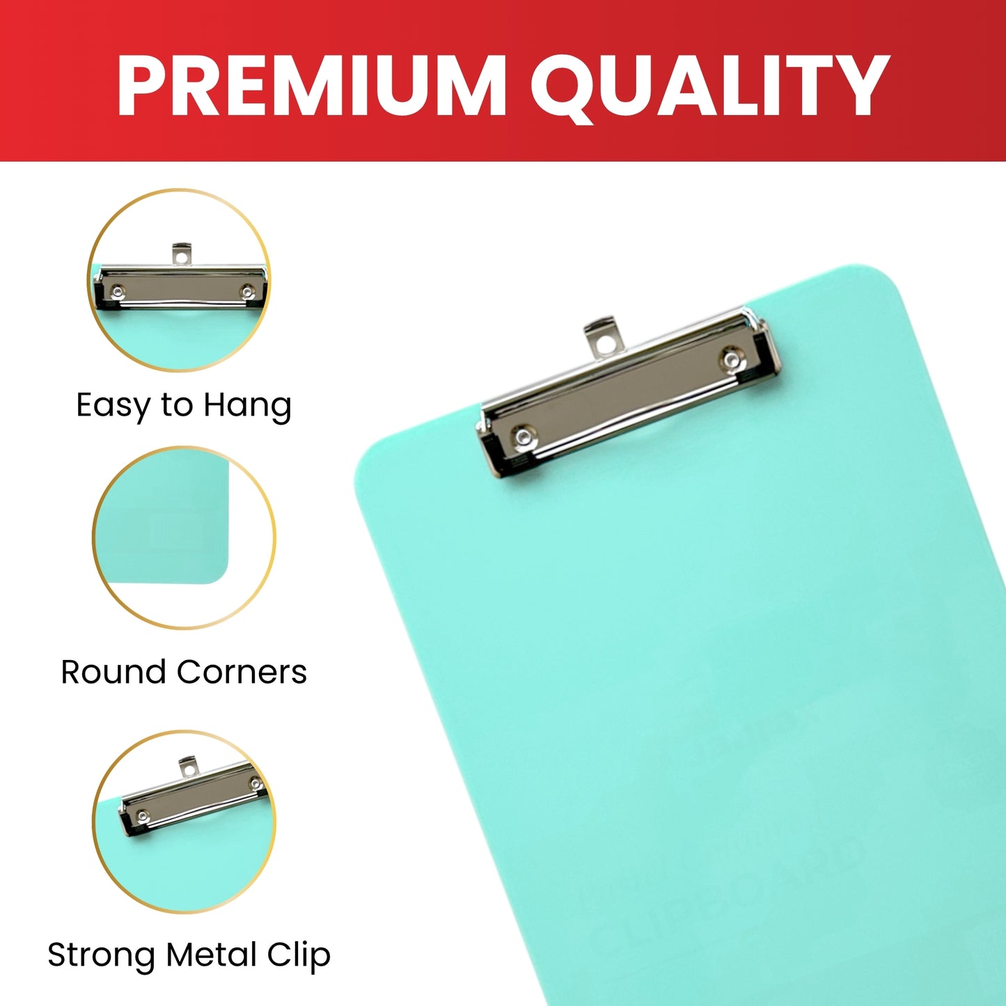A4 Pastel Green Plastic Clipboard with Metal Clip and Round Corner