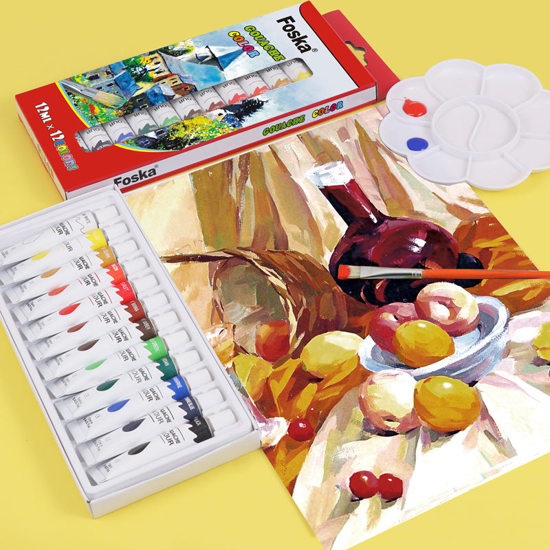 Pack of 12 12ml Professional Quality Gouache Colour Paint