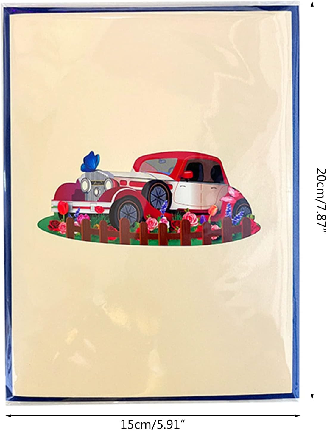 Vintage Red Car 3D Pop Up Greeting Card