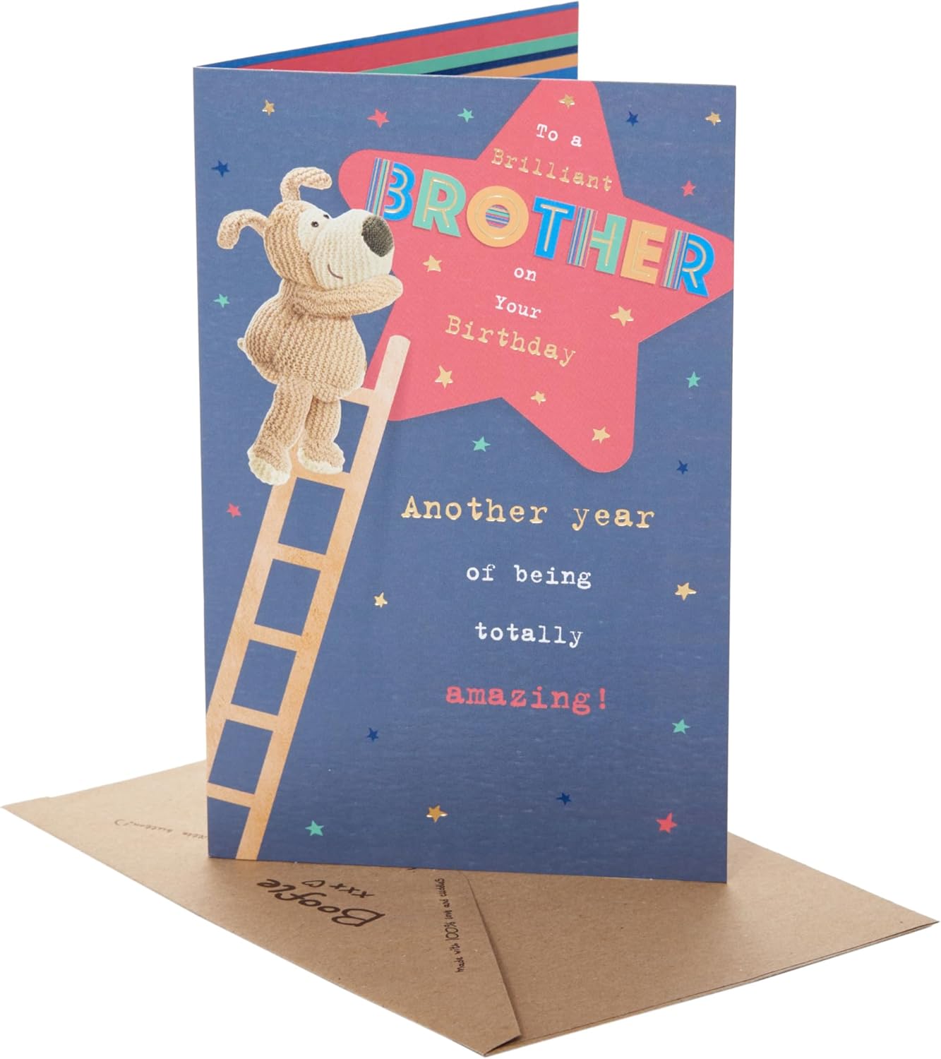 Boofle on Ladder Design Brother Birthday Card