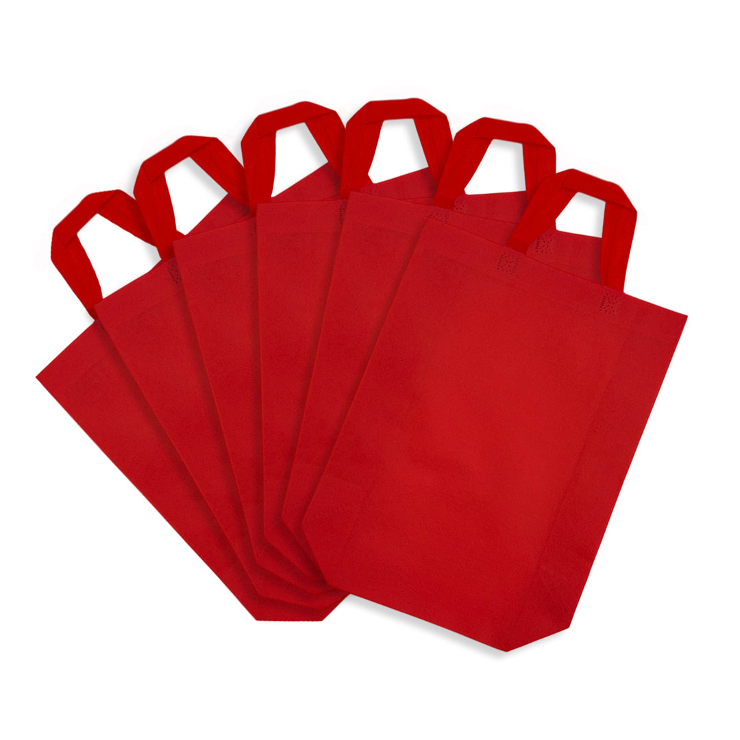 Pack of 25 Red Coloured 25x35x10cm Non-Woven Bags with Handle