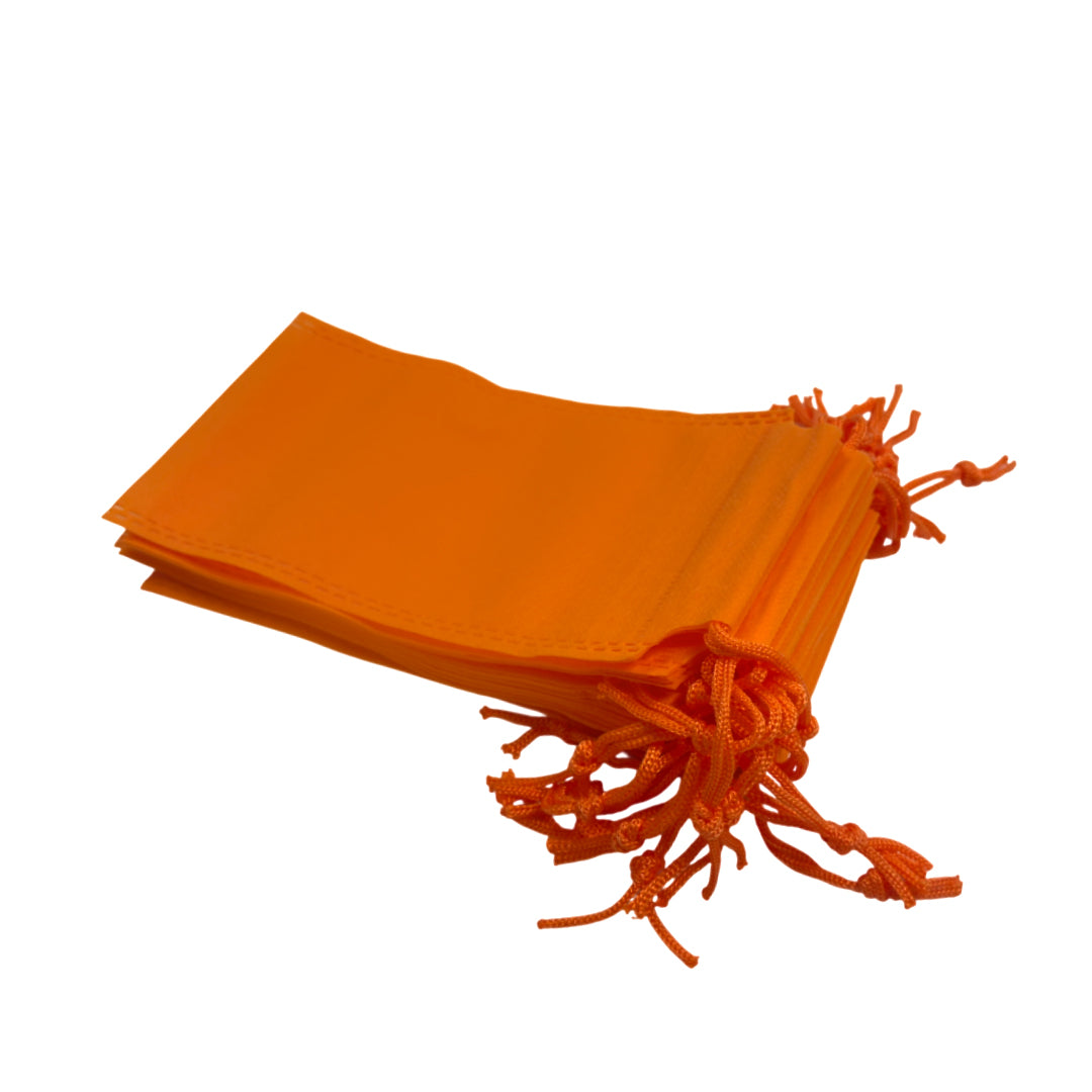 Pack of 100 Orange Coloured 43x34cm Non-Woven Drawstring Bags