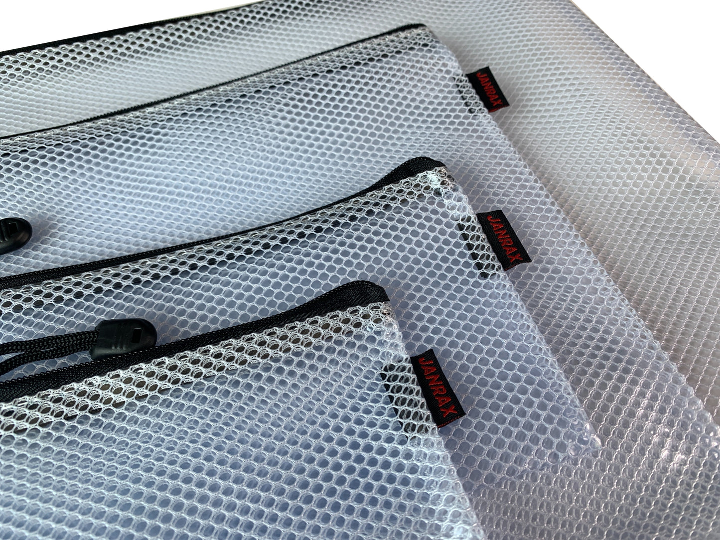 Pack of 12 Premium A5 Black Zip Mesh Bags by Janrax