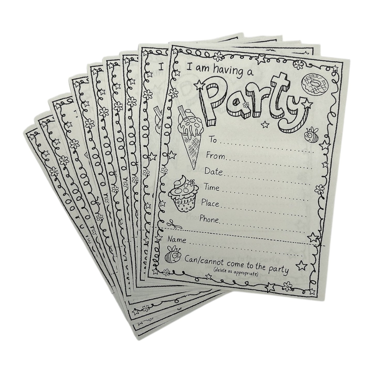 Pack of 100 Colour-in Invite and 100 Thank You Cards With 200 Envelopes