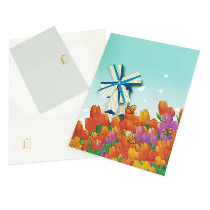 Tulip Breeze 3D Windmill 3D Pop Up Greeting Card