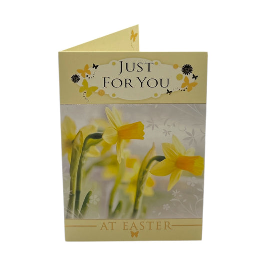 Just For You Spring Daffodils and Butterflies Design Easter Card