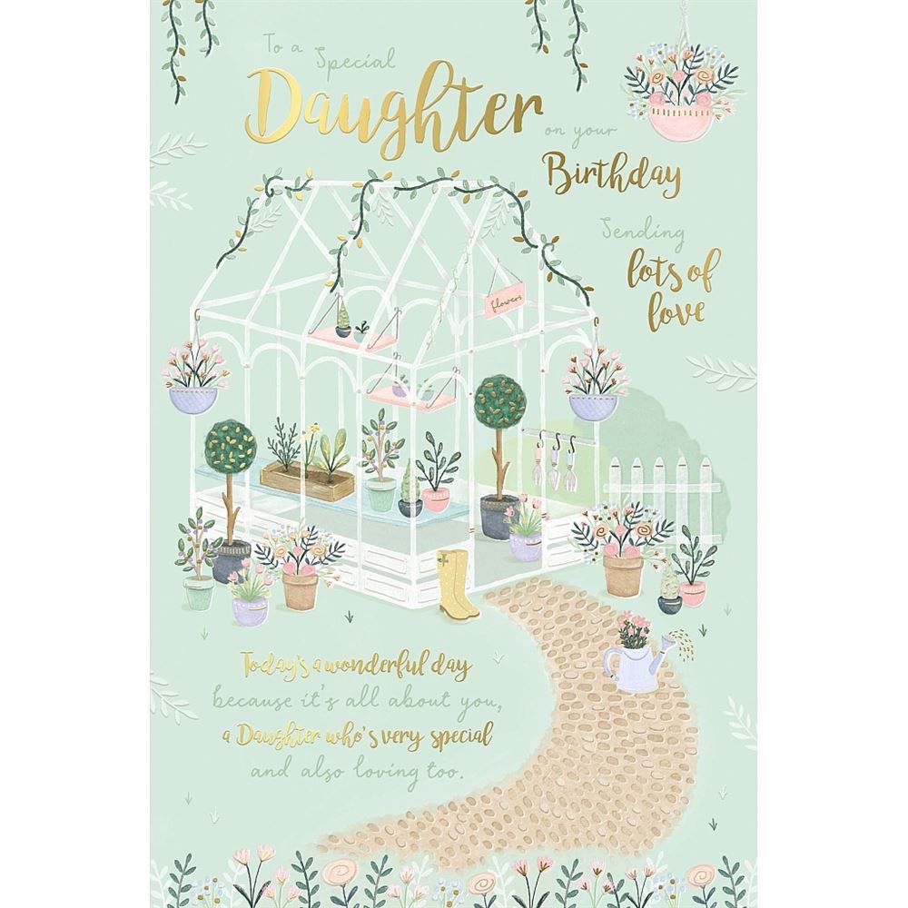 Garden Greenhouse Design Daughter Birthday Card