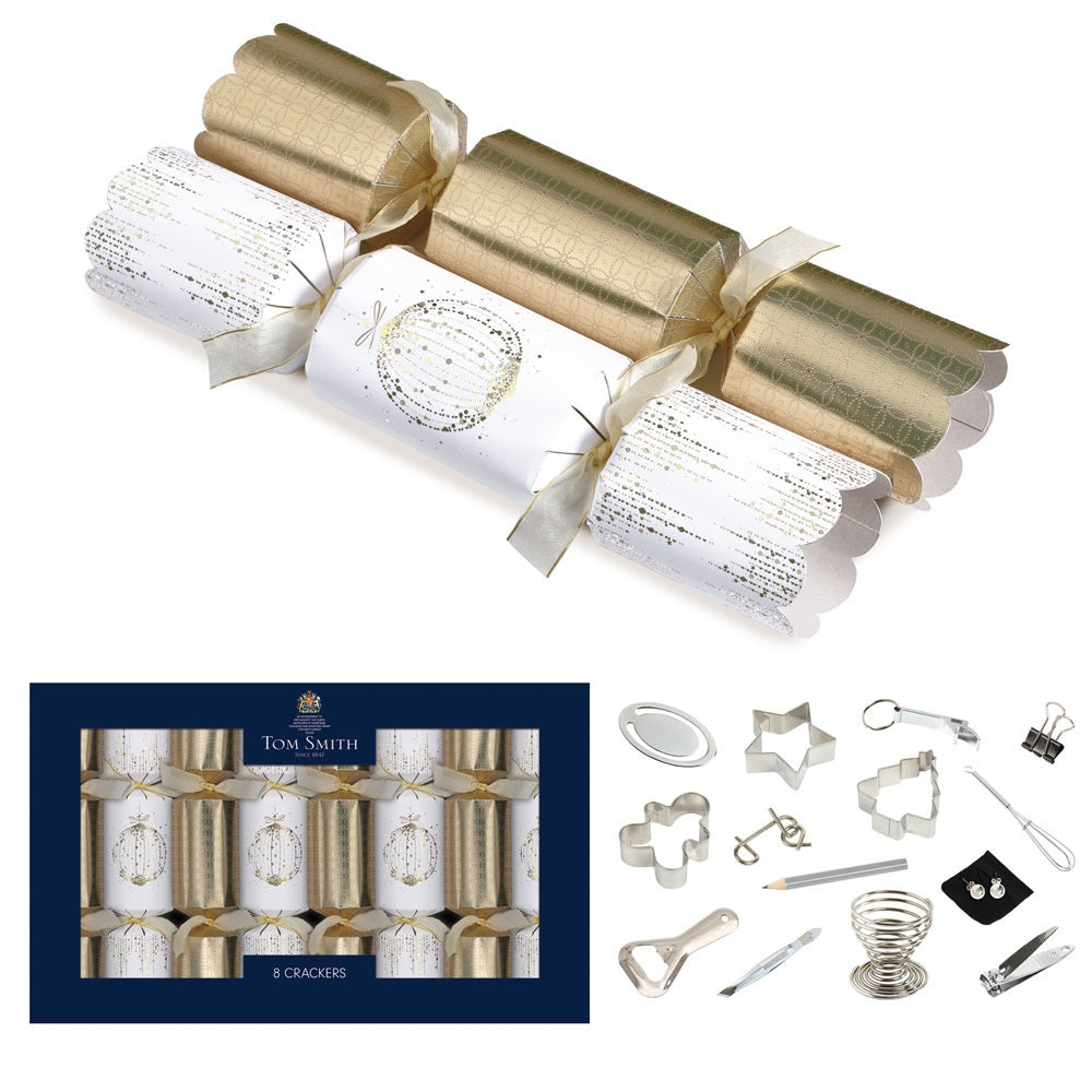 Pack of 8 14" Gold Deluxe Christmas Dinner Crackers