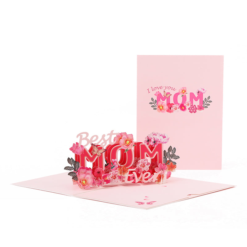 Best MOM Ever Stunning 3D Floral Pop Up Mother's Day Card 