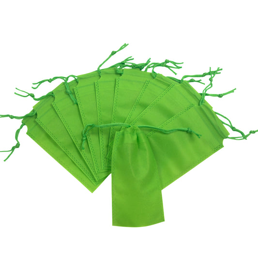 Pack of 100 Light Green Coloured 19x10cm Non-Woven Drawstring Bags