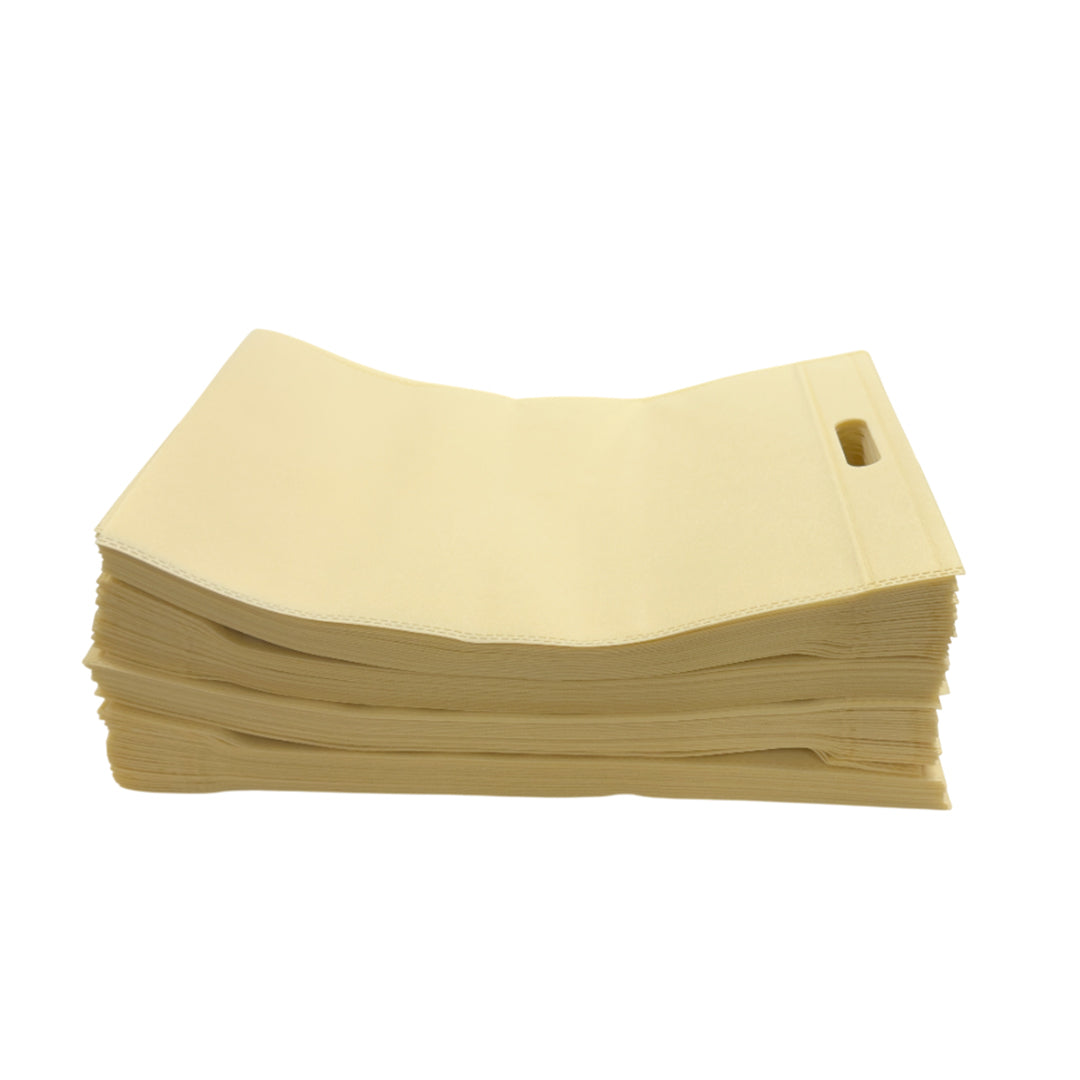 Pack of 100 Ivory Coloured 45x35cm Non-Woven Patch Handle Bags